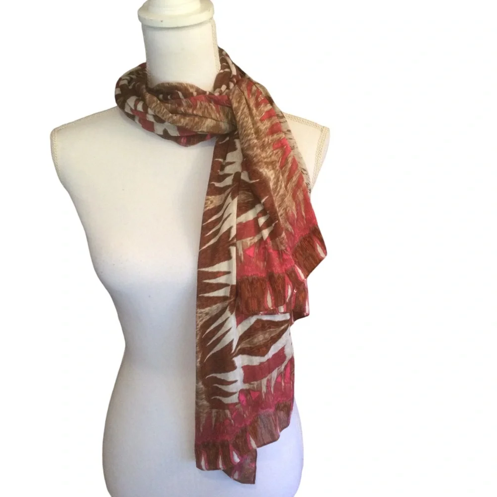 Chico’s Oblong Rayon & Silk Blend Tribal Print Scarf/Wrap